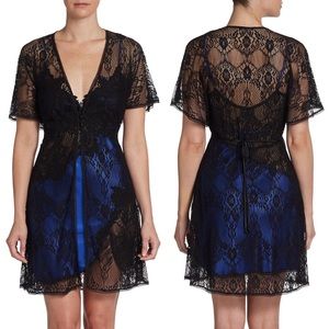 NWT Jonquil Lingerie Sleepwear Black Lace Robe